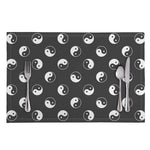 Grey And White Yin Yang Pattern Print Placemat