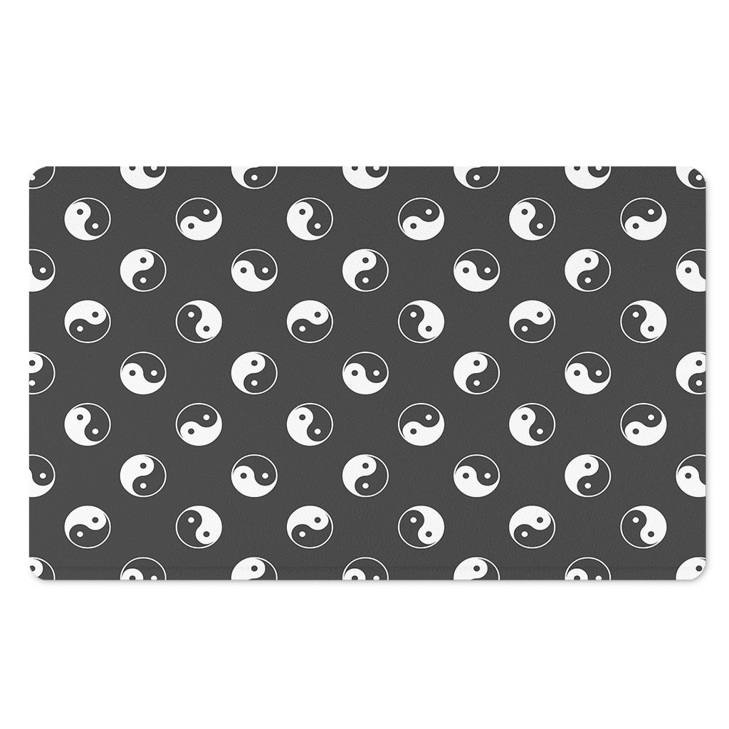 Grey And White Yin Yang Pattern Print Polyester Doormat
