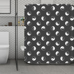Grey And White Yin Yang Pattern Print Polyester Shower Curtain