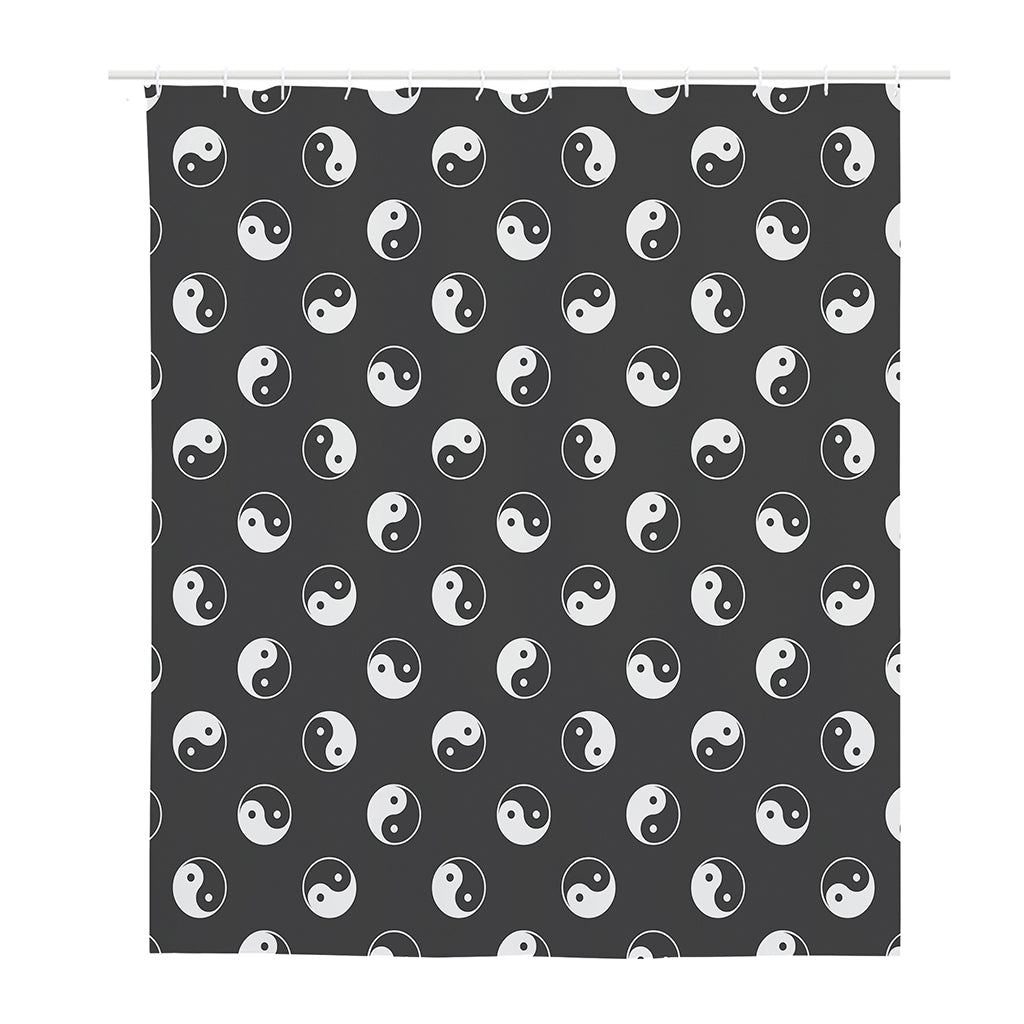 Grey And White Yin Yang Pattern Print Polyester Shower Curtain