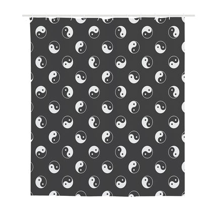Grey And White Yin Yang Pattern Print Polyester Shower Curtain