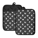 Grey And White Yin Yang Pattern Print Pot Holders With Pocket