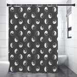 Grey And White Yin Yang Pattern Print Premium Shower Curtain
