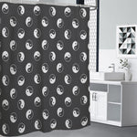 Grey And White Yin Yang Pattern Print Premium Shower Curtain