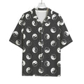 Grey And White Yin Yang Pattern Print Rayon Hawaiian Shirt