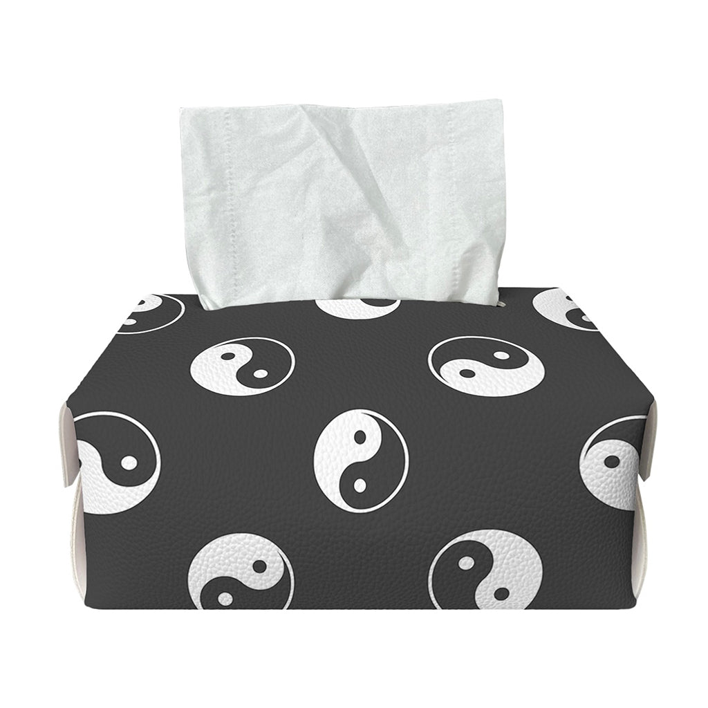 Grey And White Yin Yang Pattern Print Rectangle Tissue Box Cover
