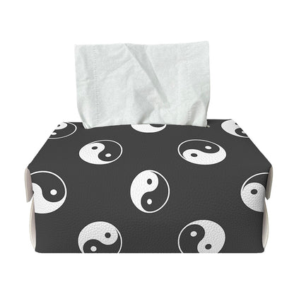 Grey And White Yin Yang Pattern Print Rectangle Tissue Box Cover