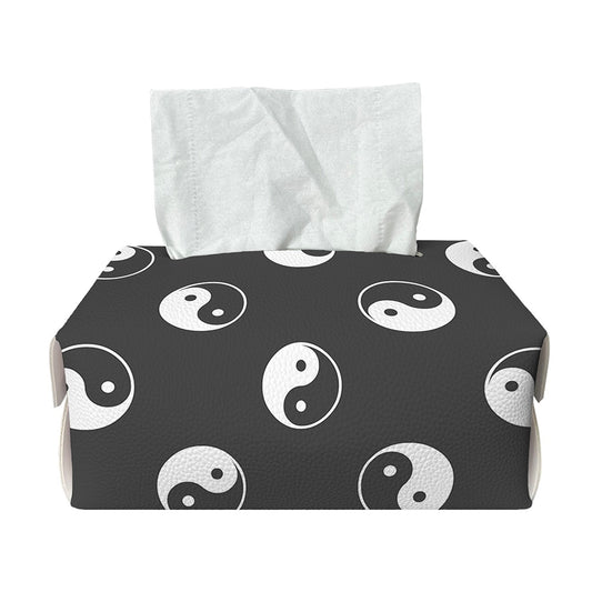 Grey And White Yin Yang Pattern Print Rectangle Tissue Box Cover
