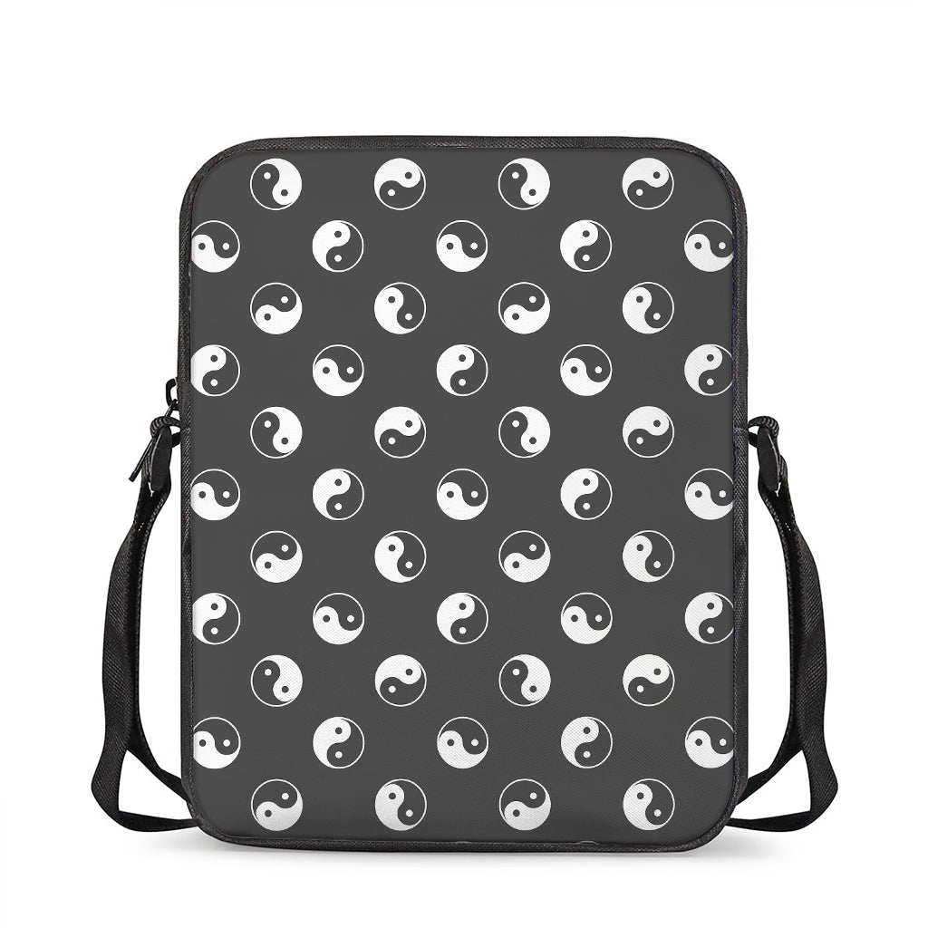 Grey And White Yin Yang Pattern Print Rectangular Crossbody Bag