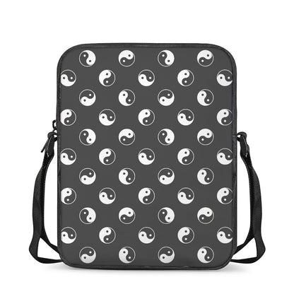 Grey And White Yin Yang Pattern Print Rectangular Crossbody Bag