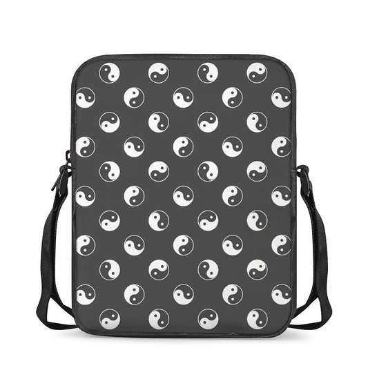 Grey And White Yin Yang Pattern Print Rectangular Crossbody Bag