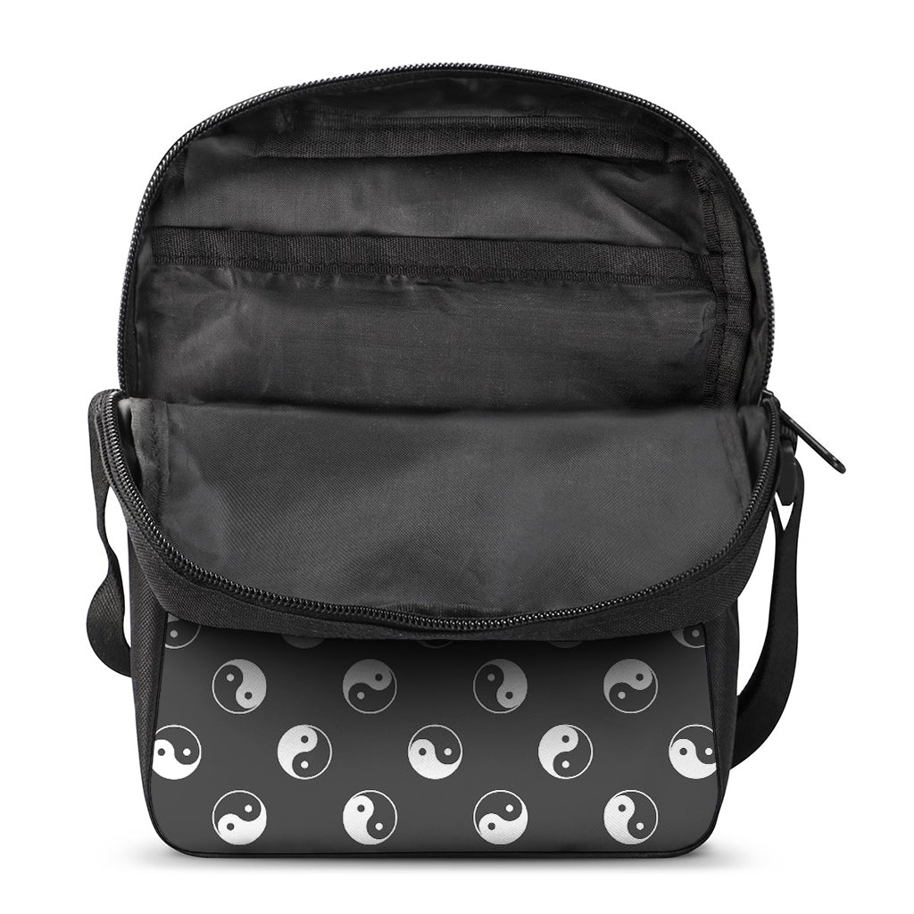 Grey And White Yin Yang Pattern Print Rectangular Crossbody Bag