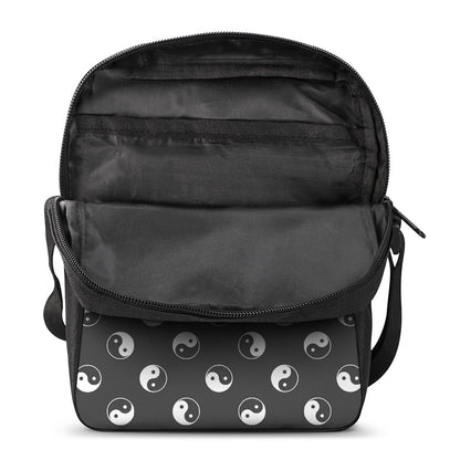 Grey And White Yin Yang Pattern Print Rectangular Crossbody Bag