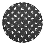 Grey And White Yin Yang Pattern Print Round Blanket