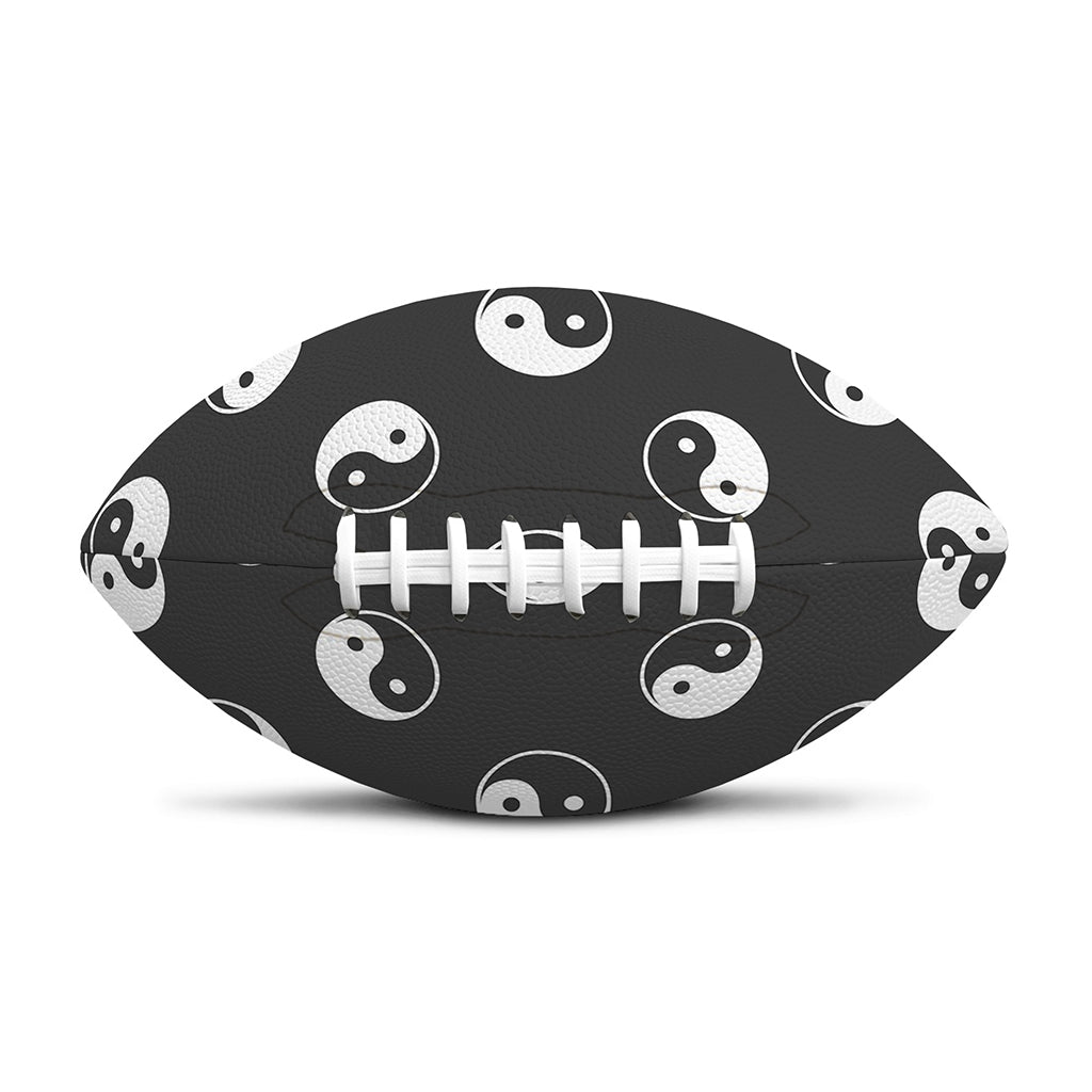 Grey And White Yin Yang Pattern Print Rugby Ball