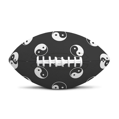Grey And White Yin Yang Pattern Print Rugby Ball
