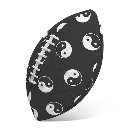 Grey And White Yin Yang Pattern Print Rugby Ball