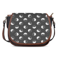 Grey And White Yin Yang Pattern Print Saddle Bag