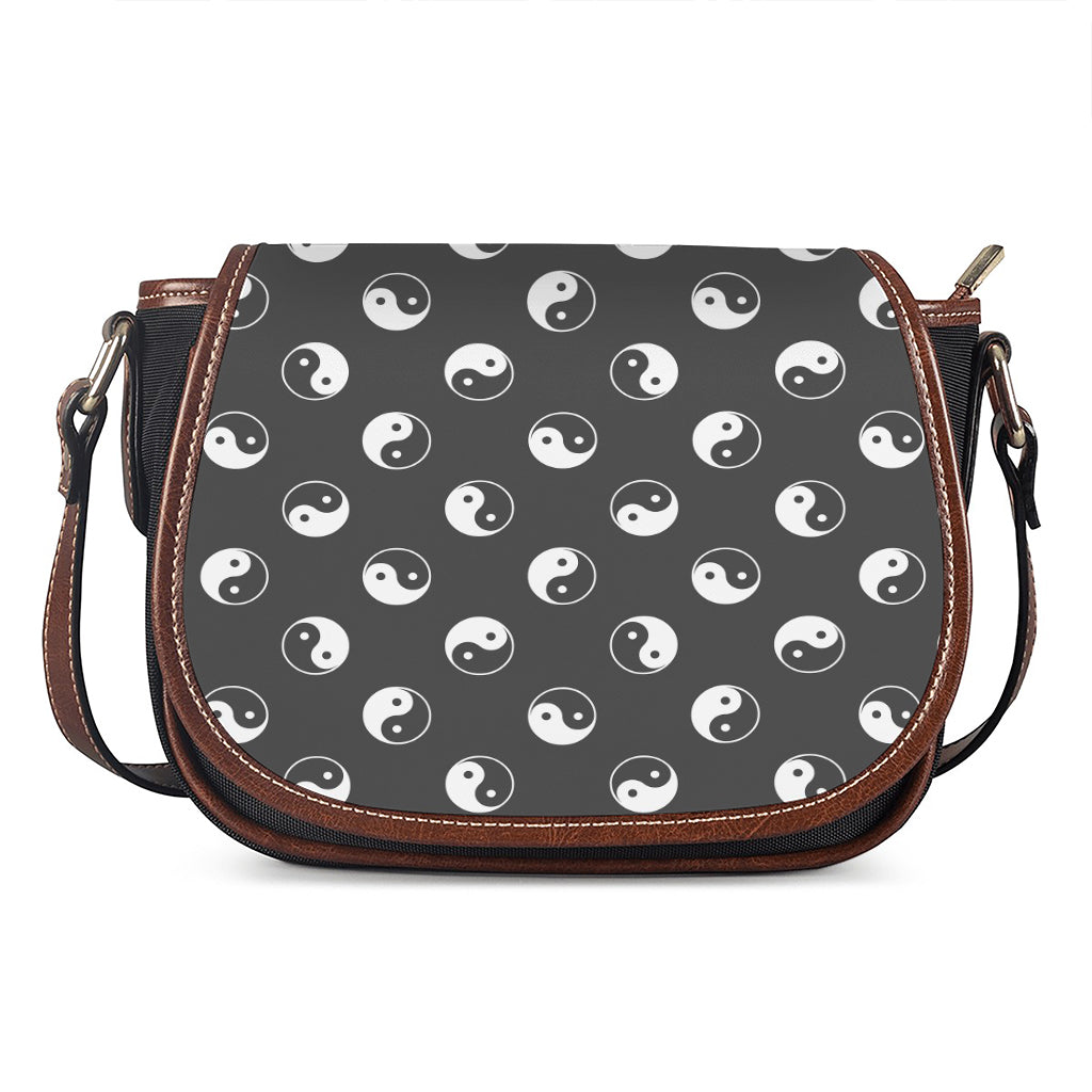 Grey And White Yin Yang Pattern Print Saddle Bag