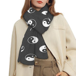 Grey And White Yin Yang Pattern Print Scarf
