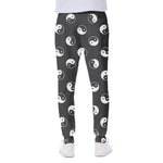 Grey And White Yin Yang Pattern Print Scuba Joggers