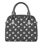 Grey And White Yin Yang Pattern Print Shoulder Handbag