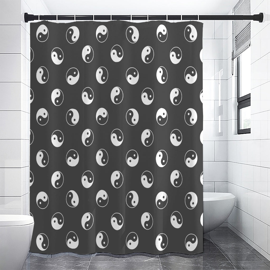 Grey And White Yin Yang Pattern Print Shower Curtain