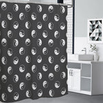 Grey And White Yin Yang Pattern Print Shower Curtain