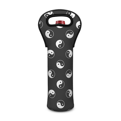 Grey And White Yin Yang Pattern Print Single Neoprene Wine Tote