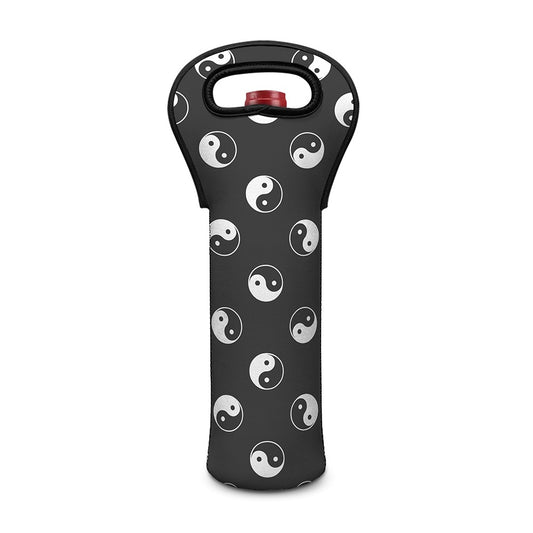Grey And White Yin Yang Pattern Print Single Neoprene Wine Tote