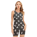 Grey And White Yin Yang Pattern Print Sleeveless One Piece Swimsuit