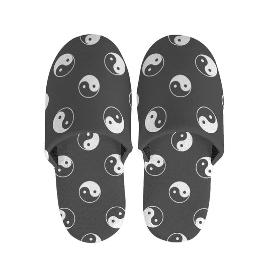 Grey And White Yin Yang Pattern Print Slippers