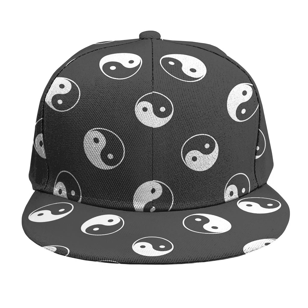 Grey And White Yin Yang Pattern Print Snapback Cap