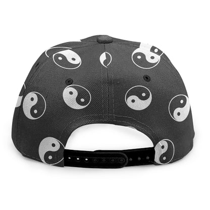 Grey And White Yin Yang Pattern Print Snapback Cap