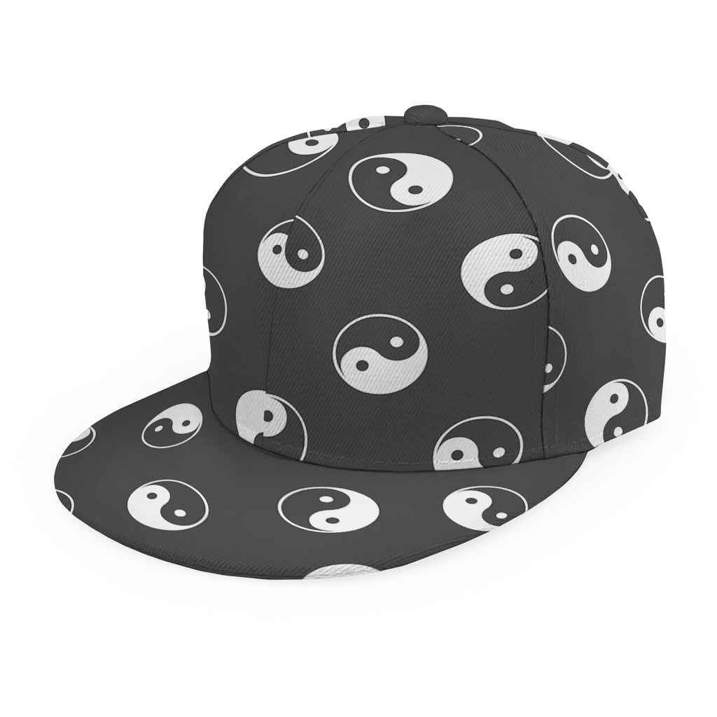 Grey And White Yin Yang Pattern Print Snapback Cap