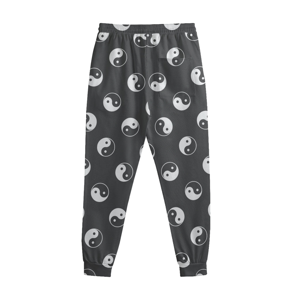 Grey And White Yin Yang Pattern Print Sweatpants