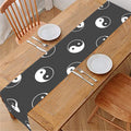 Grey And White Yin Yang Pattern Print Table Runner