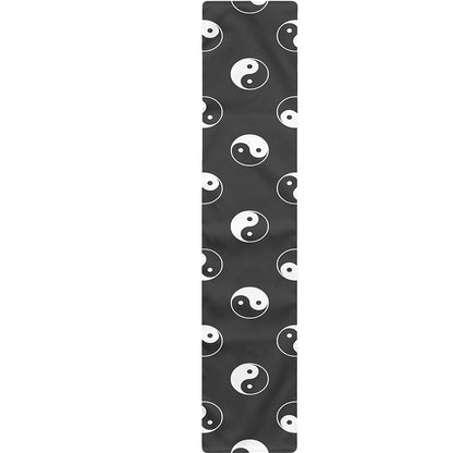 Grey And White Yin Yang Pattern Print Table Runner
