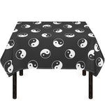 Grey And White Yin Yang Pattern Print Tablecloth