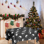 Grey And White Yin Yang Pattern Print Tablecloth