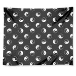 Grey And White Yin Yang Pattern Print Tapestry