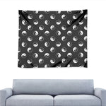 Grey And White Yin Yang Pattern Print Tapestry