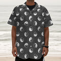 Grey And White Yin Yang Pattern Print Textured Short Sleeve Shirt