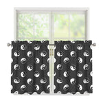 Grey And White Yin Yang Pattern Print Tier Curtains