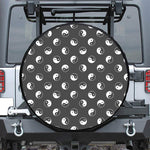 Grey And White Yin Yang Pattern Print Tire Cover
