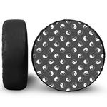 Grey And White Yin Yang Pattern Print Tire Cover