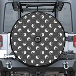 Grey And White Yin Yang Pattern Print Tire Cover With Camera Hole