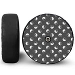 Grey And White Yin Yang Pattern Print Tire Cover With Camera Hole