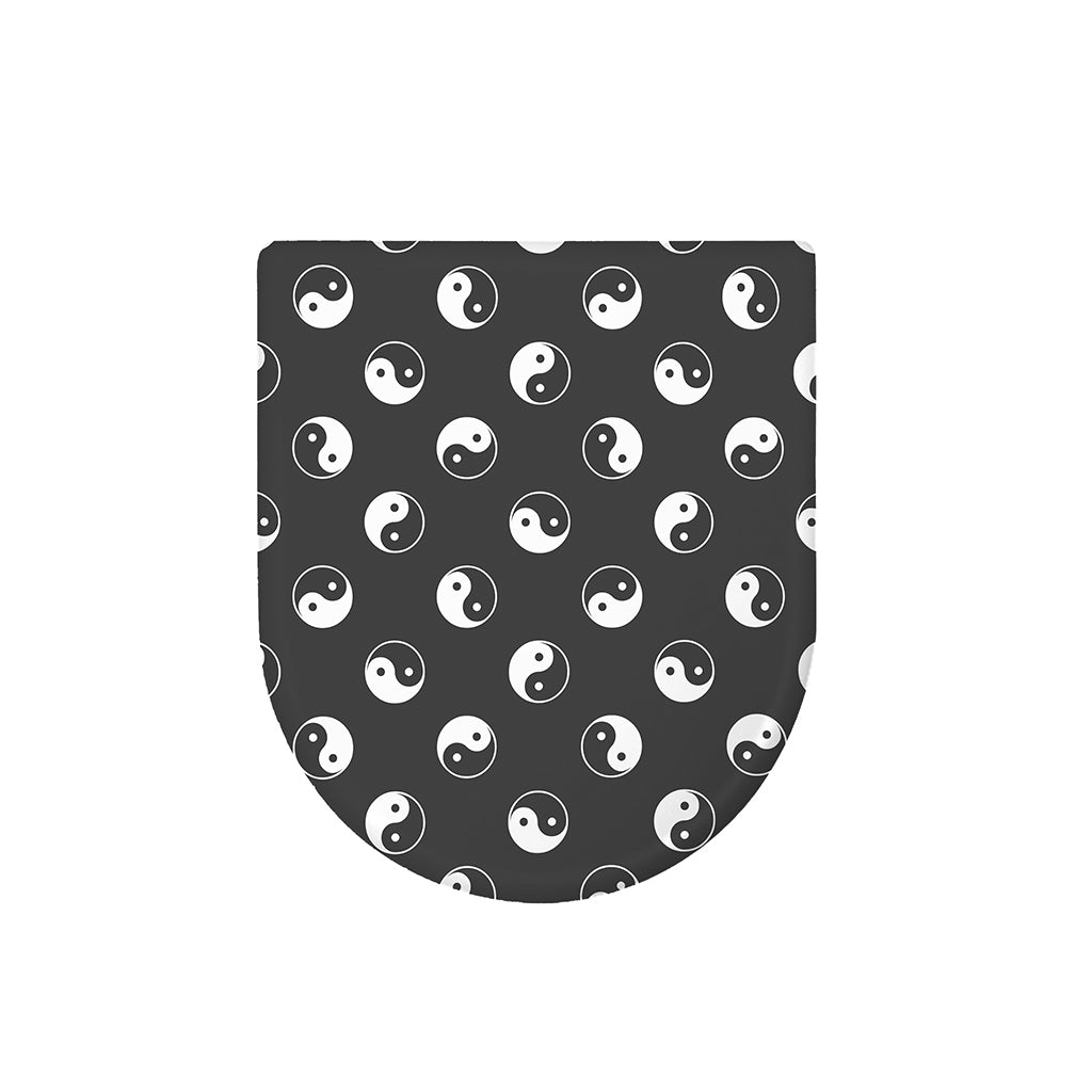Grey And White Yin Yang Pattern Print Toilet Lid Cover