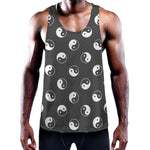 Grey And White Yin Yang Pattern Print Training Tank Top
